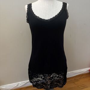Sundance Elan Tank Top Black S EUC Lace Trim Y2K Coquette Femme Layering Chic